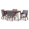Baxton Studio Monte Mid-Century Modern Walnut Wood Rectangular 5-Piece Dining Set 145-7176-7946 - alternate 1